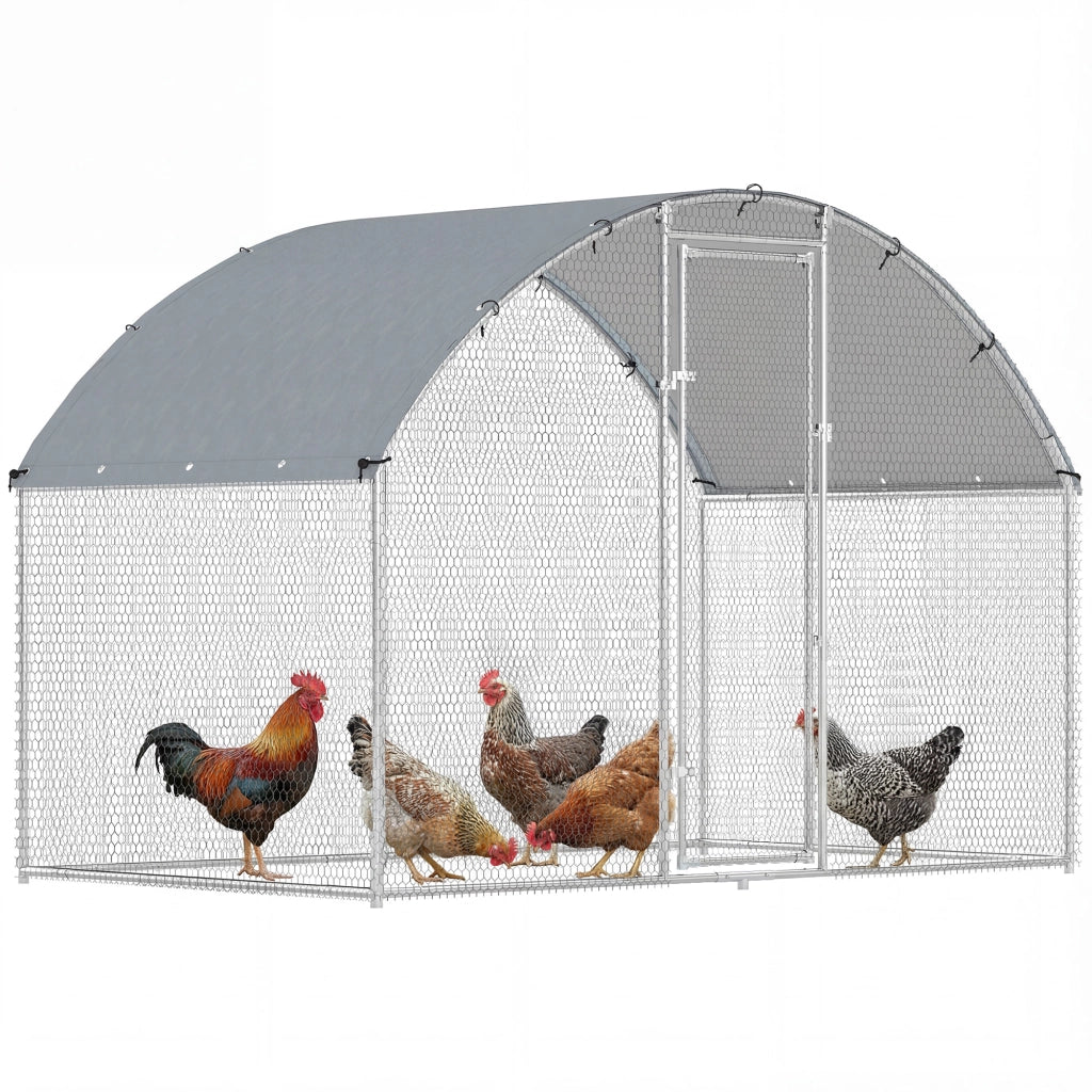 Pollaio per Galline da Esterno ¨C zephmum ¨C Acciaio Zincato Argento 280x170x190 cm