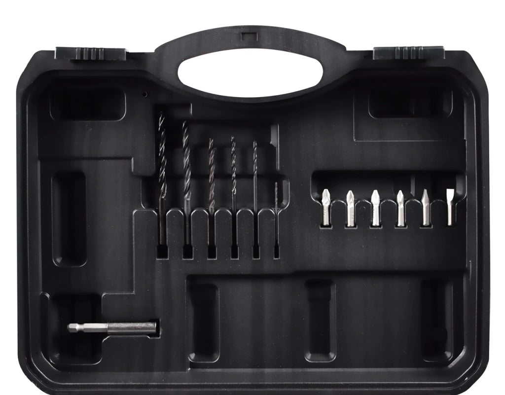 Trapano avvitatore a batteria a litio 12v cordless con valigetta ed accessori