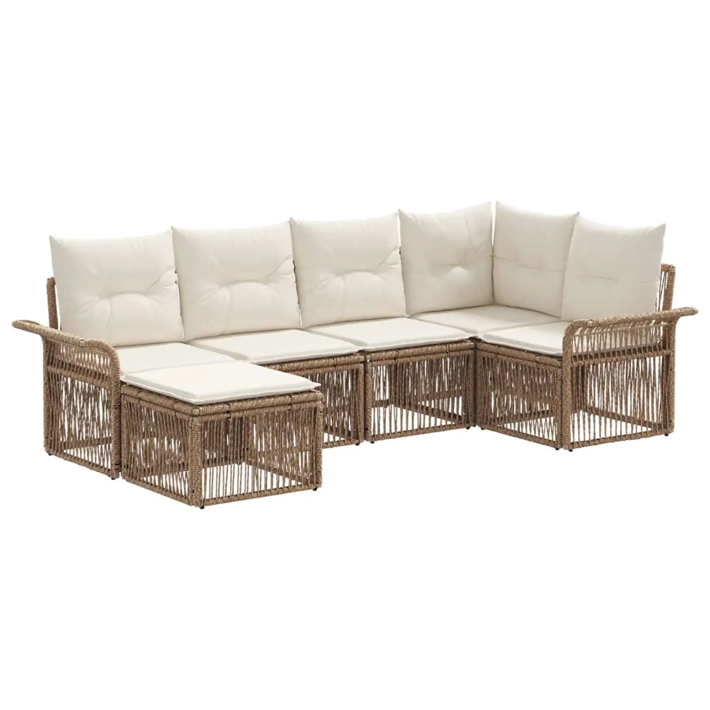 Set Divano da Giardino 6 pcs Beige polyrattan 3434898