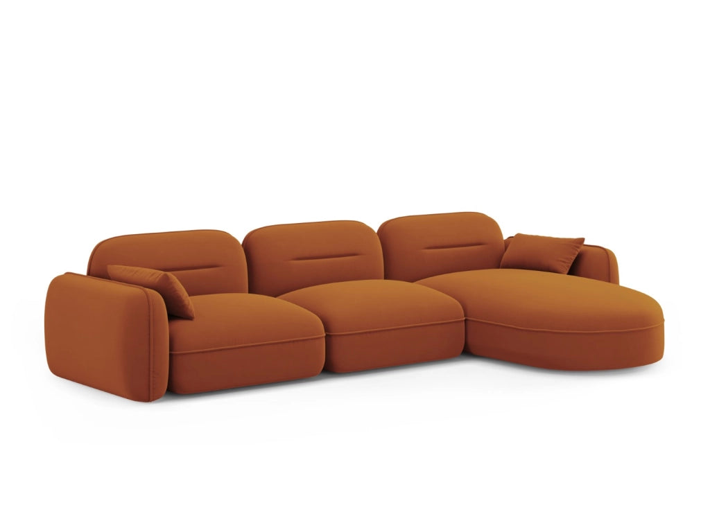 Cosmopolitan Design - Divano angolare modulare destro "Sydney" 4 posti in velluto terracotta 