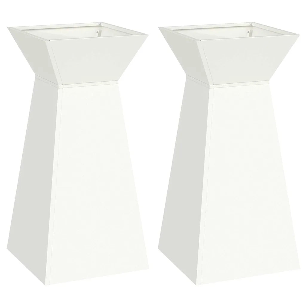 Vaso a Pilastro 2 pz-Set di 2 Fioriera da Esterno-Contenitore per Piante Bianco 35 x 35 x 73 cm