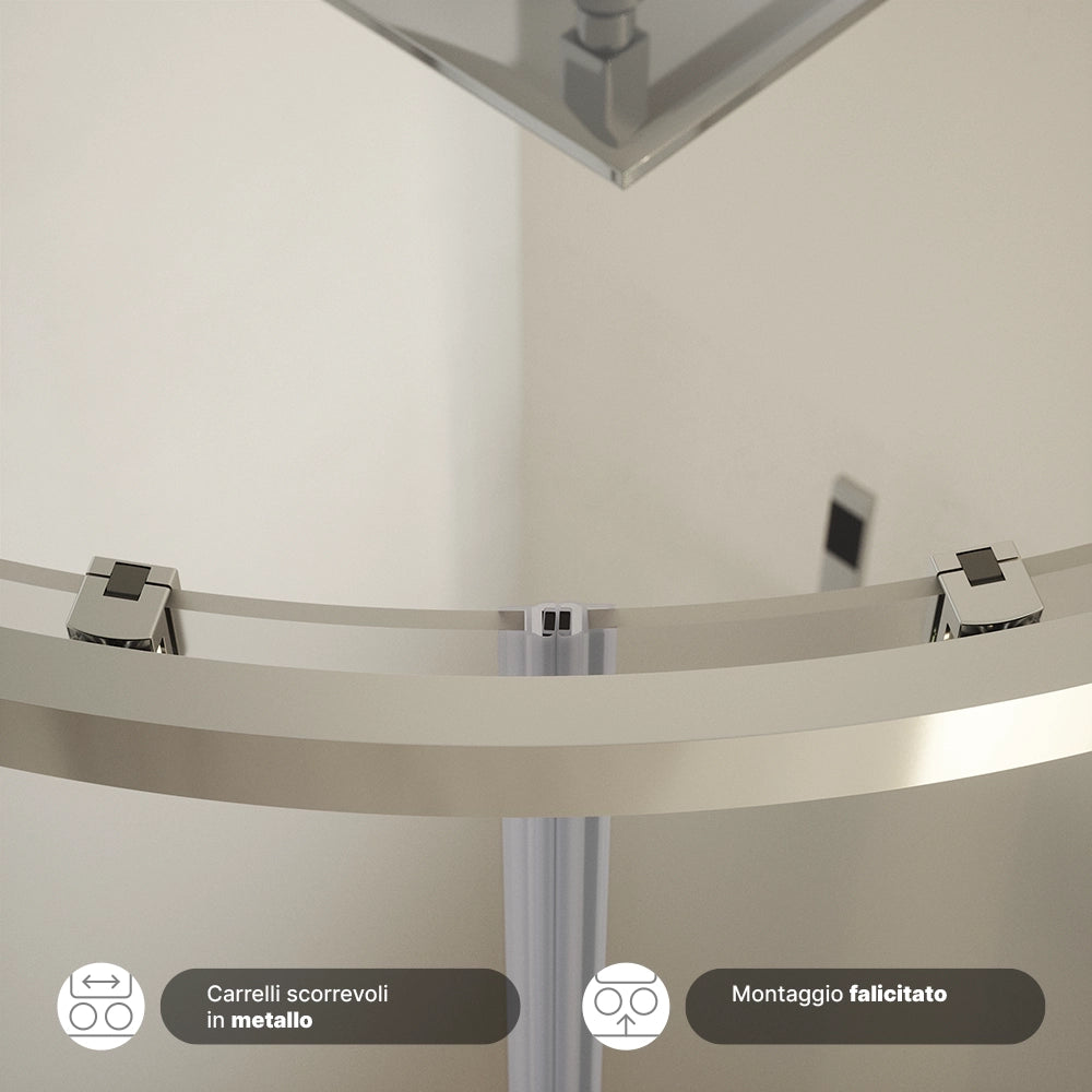 Box doccia semicircolare 80x80cm vetro 6mm opaco  | Aruba