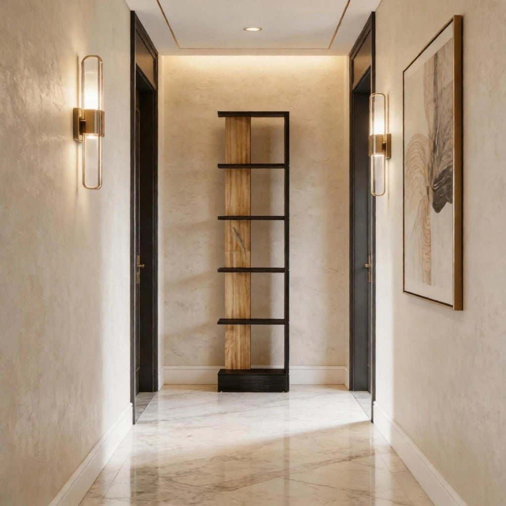 Libreria a 5 Ripiani Aperta in Truciolare Nero e Rovere, 45 x 21 x 170 cm
