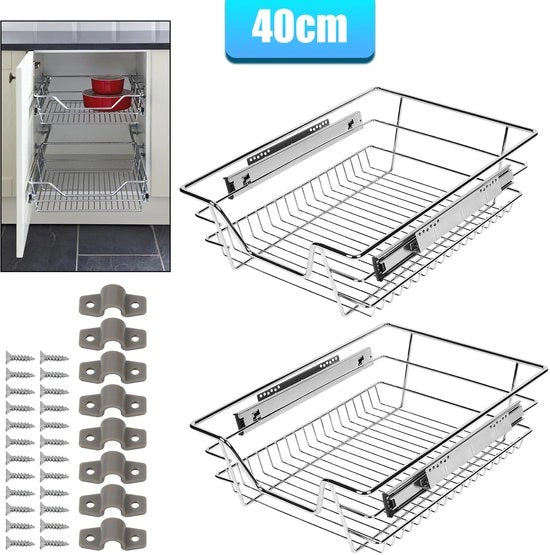 Lavandino Telescopico - Adatto per Larghezza 40cm Cucina - Argento - 6 pezzi Per 37 cm (larghezza interna)/40 cm (larghezza esterna) larghezza della porta della cucina