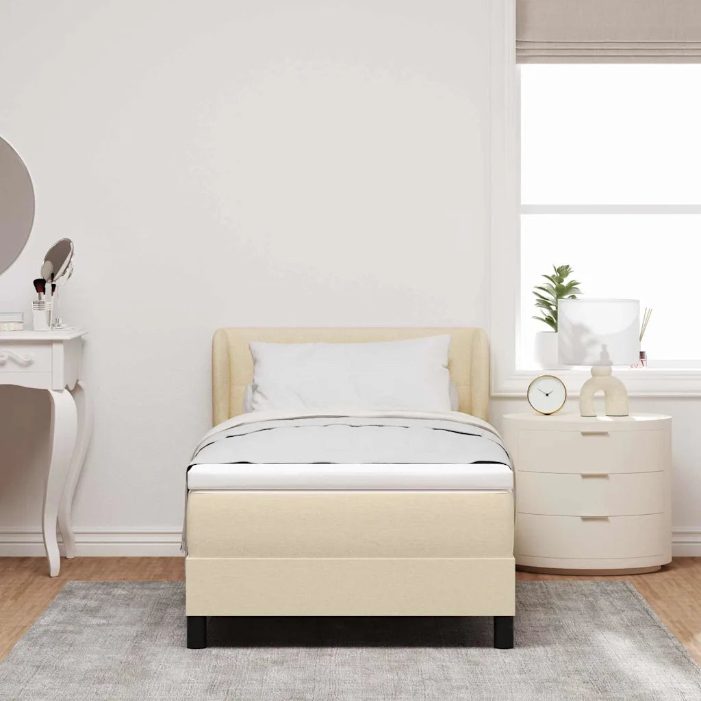 Letto a molle con materasso Crema 80 x 200 cm Tessuto 3339994
