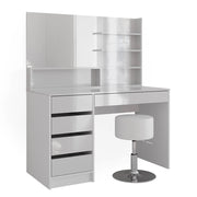 Vicco Tavolo da toeletta Bianco 120 cm con sgabello