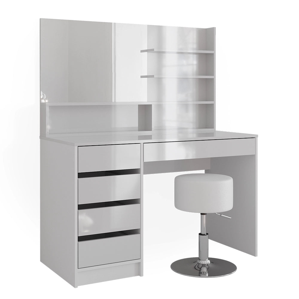 Vicco Tavolo da toeletta Bianco 120 cm con sgabello