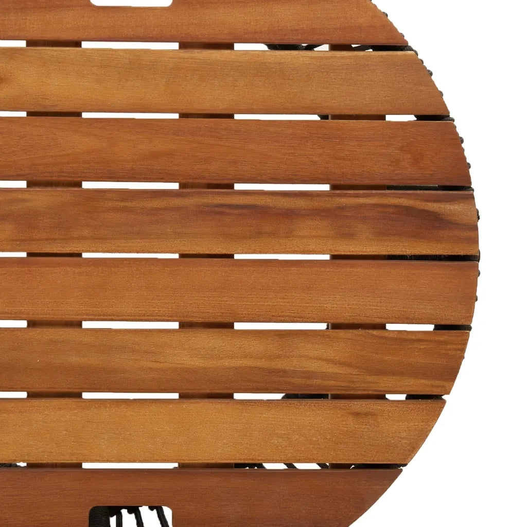 Tavolini da Giardino 2 pz | Tavolino da esterno con Piano in Legno Neri in Polyrattan