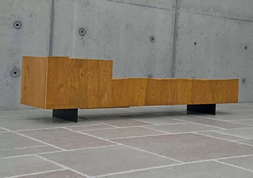 Porta tv moderno in legno rovere nodato l.180 p.45 h.68 (1669) - Mobili 2G