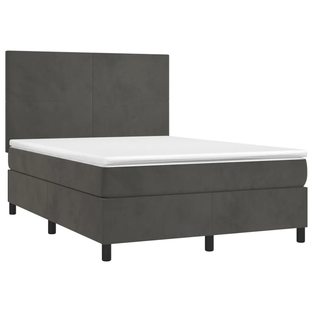 Letto a Molle con Materasso e LED Grigio Scuro 140x200 cm 3136006