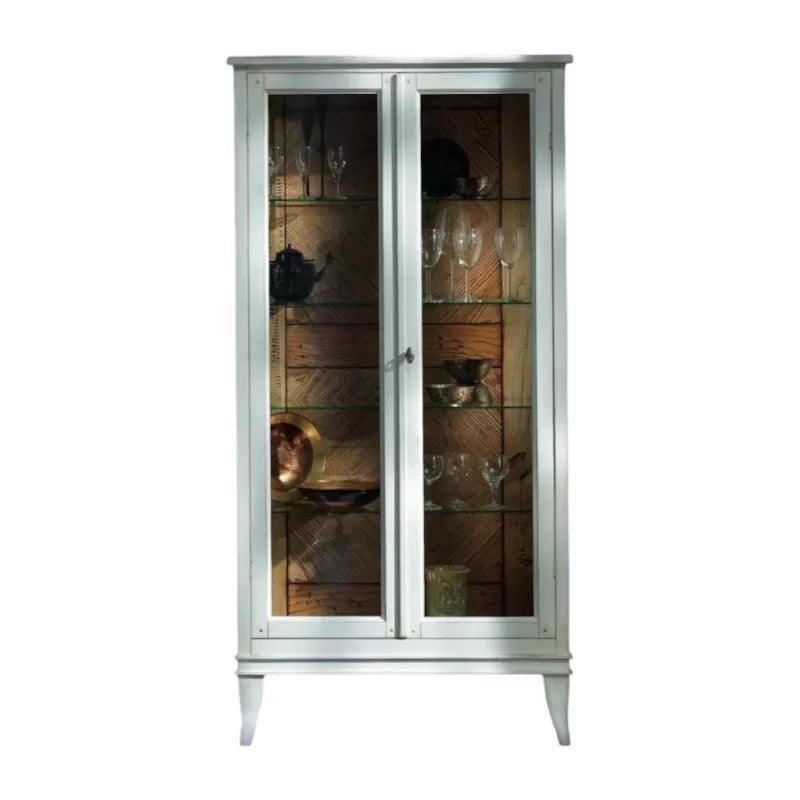 Vetrina classica 2 porte legno bianco shabby 83x36x170 - Mobili 2G
