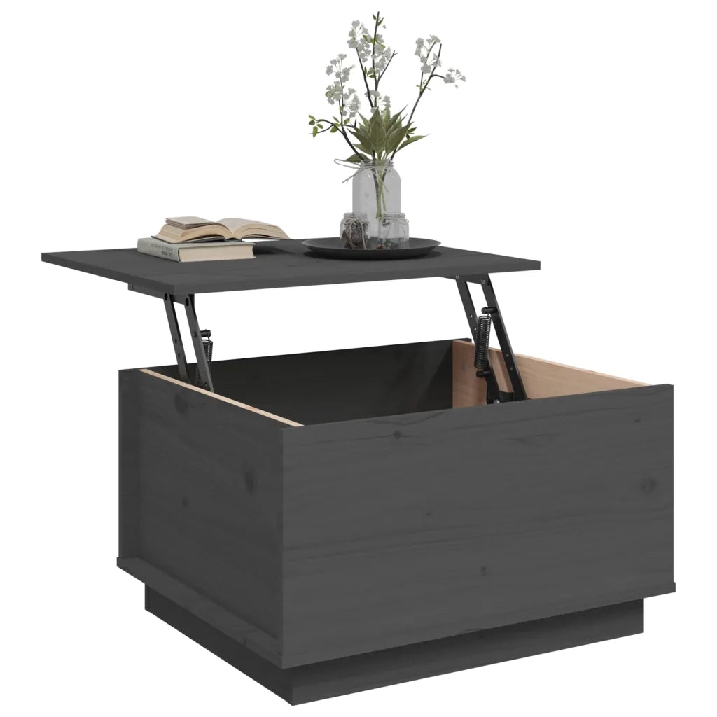 Tavolino da Salotto Grigio 60x50x35 cm Legno Massello di Pino 813417