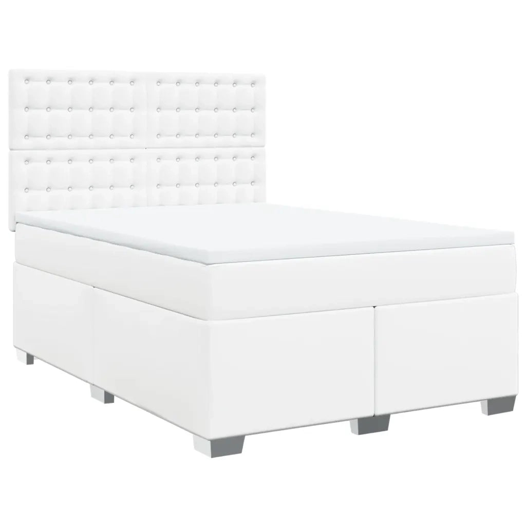 Giroletto a Molle con Materasso Bianco 140x190 cm in Similpelle