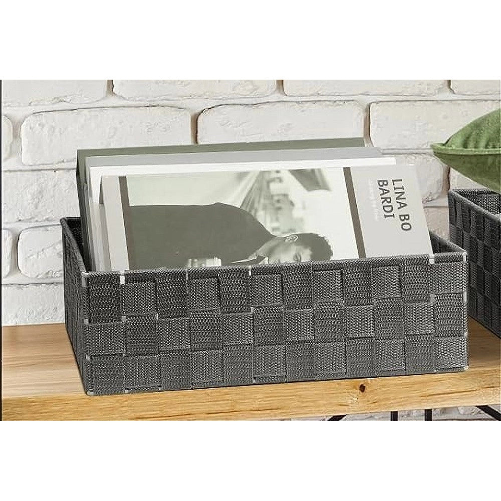 Trade Shop - Set 6 Pz Scatola In Tessuto Organizer Scaffali Porta Oggetti Grigio Scuro 79068 -