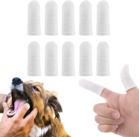 Kit di igiene orale per cani - Pacchetto da 10 - Igiene orale per cani - Struttura a microfibra - Prevenzione delle malattie gengivali - Spazzola per cani con manico a forma di dito