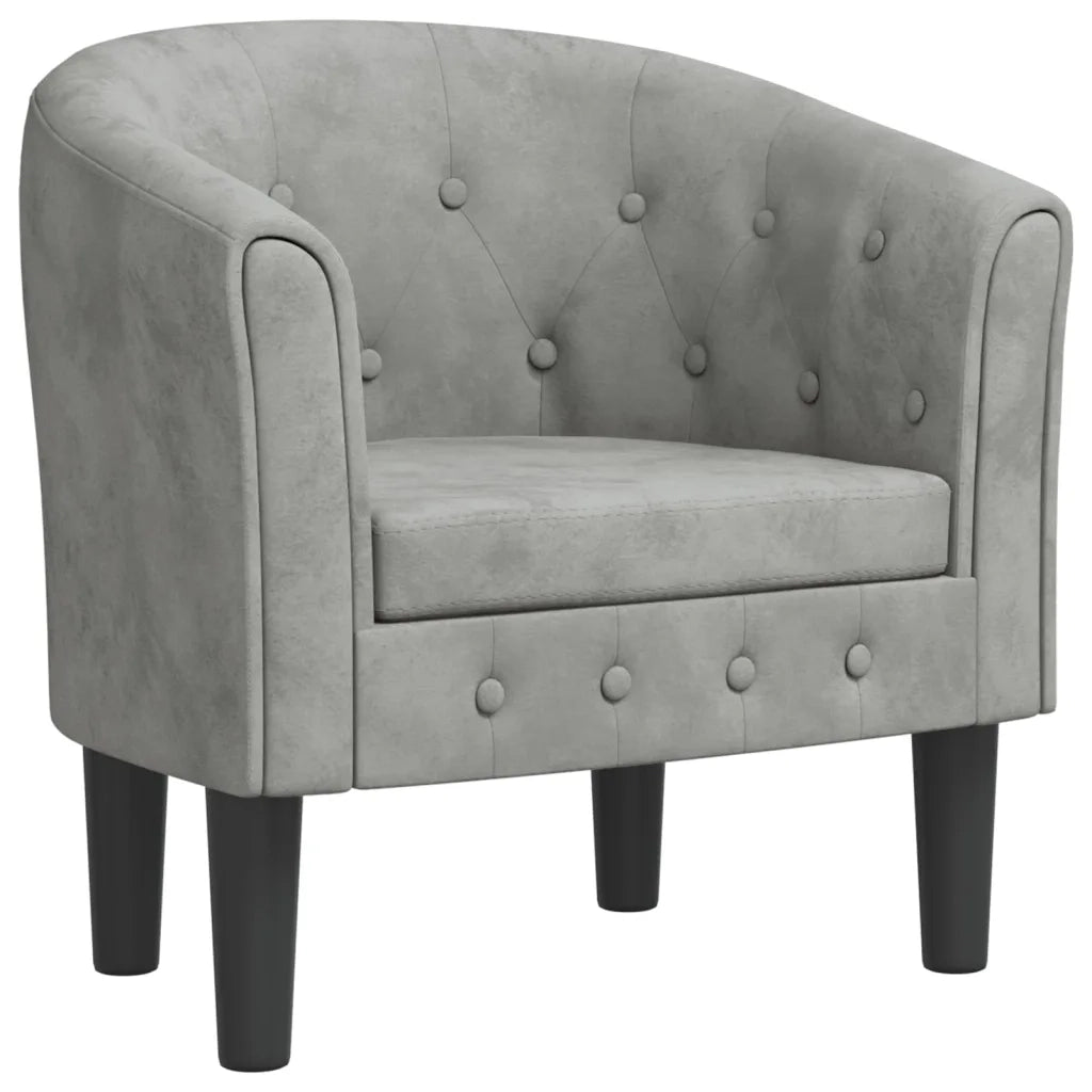 Divano Sedia-Poltrona Cabriolet Grigio Chiaro in Velluto 482387