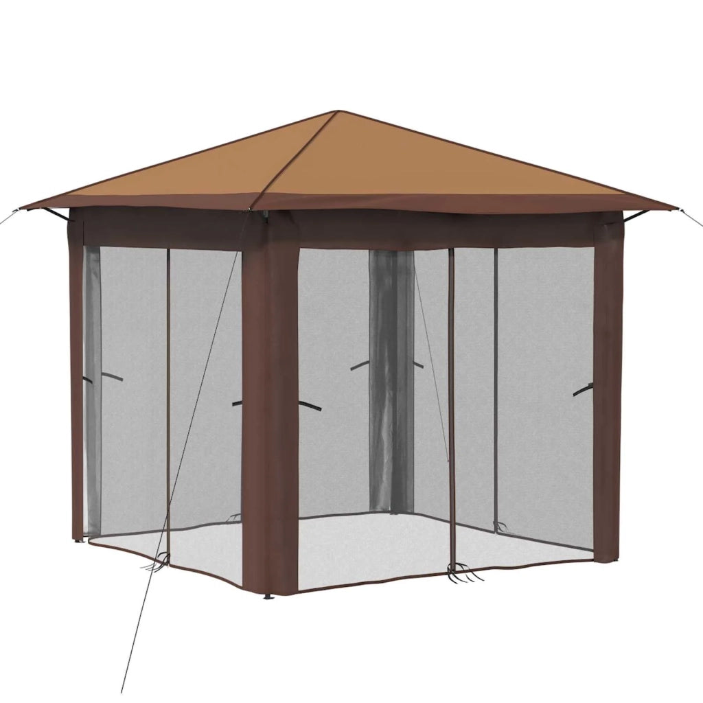 Gazebo con 4 Pareti 2,6 x 2,6 m Beige e Marrone 42036805