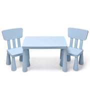 Set con tavolo e 2 sedie per bambini, Set con tavolo e 2 sedie per mangiare disegnare scrivere e fare lavoretti Azzurro-Tavoli e sedie