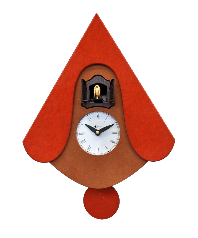 Orologio con cucù New W con cassa in mdf e tetto Made in Italy