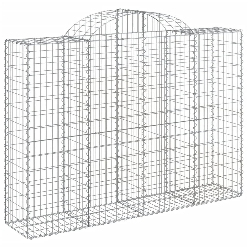 Cestini gabbioni recinzione a gabbia muro di contenimento ad arco 7 pezzi 200 x 50 x 140/160 cm ferro zincato argento 02_0041086