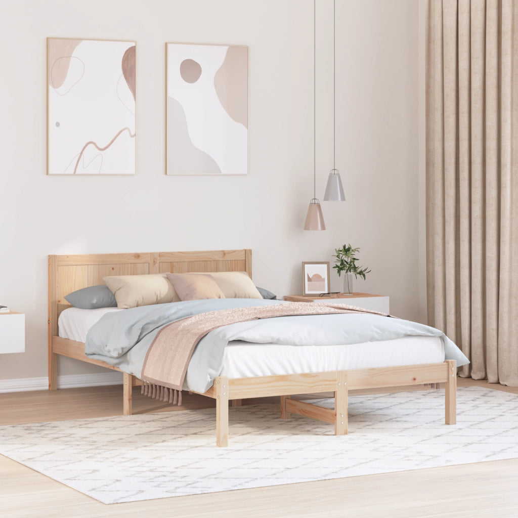 Cornice Letto in Legno di Pino Naturale Legno di Pino 140 x 190 cm