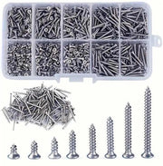 Set di viti - 800 pezzi - Cassa di archiviazione - Cassa assortimento - Metrico - Viti a testa a inbus - Viti a bollo - RVS - Argento