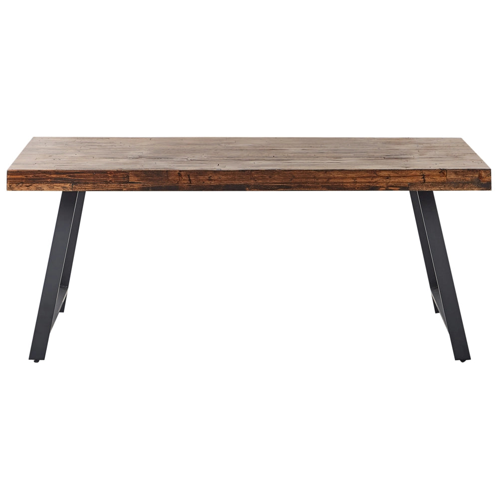 Tavolo da pranzo in legno di pino scuro MDF 180 x 90 cm Gambe stabili in metallo nero Sala da pranzo Soggiorno Stile industriale