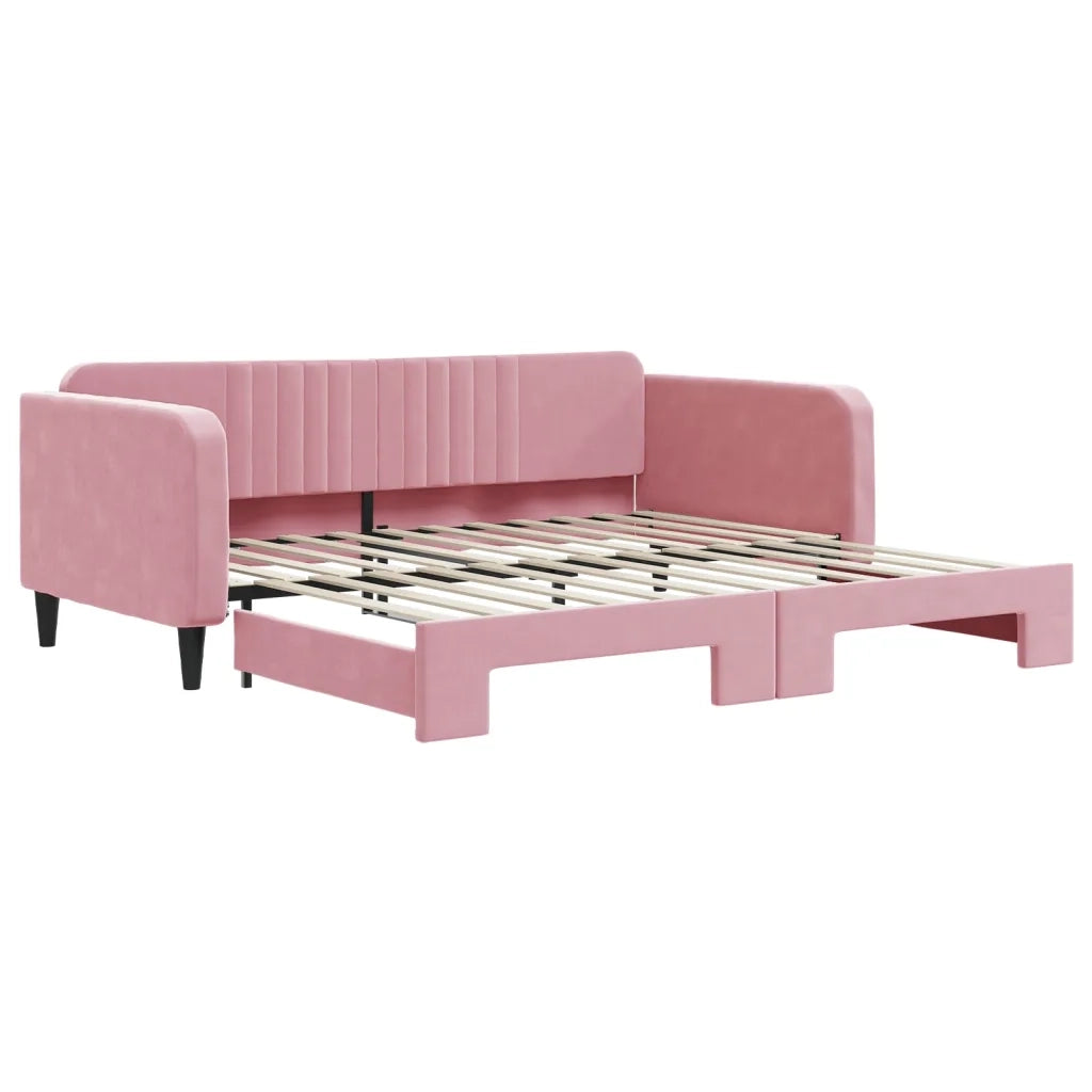 Divano Letto con Letto Estraibile Rosa 100x200 cm in Velluto 3197073