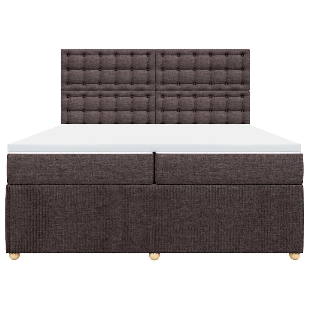 vidaXL Giroletto a Molle con Materasso Marrone Scuro 200x200cm Tessuto
