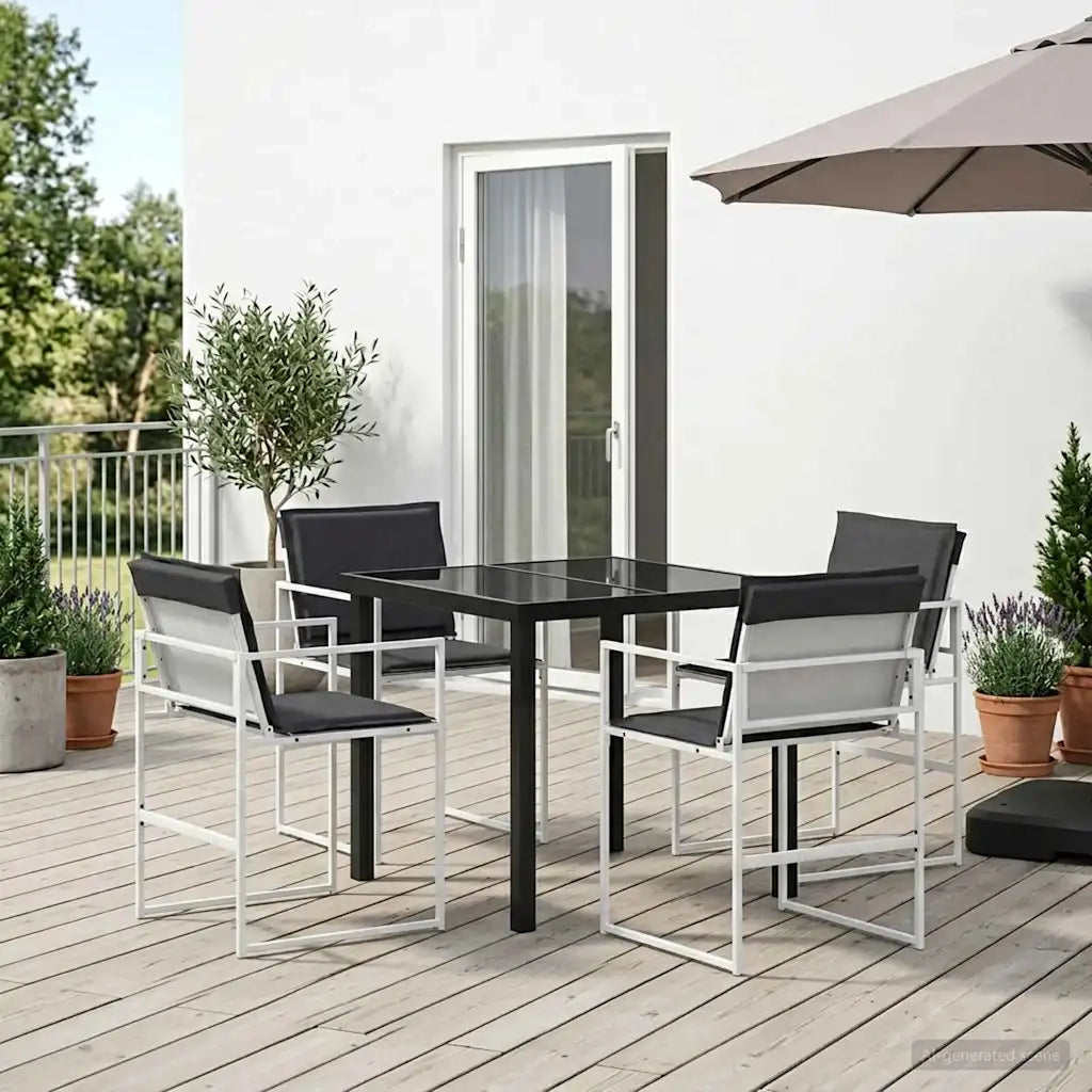 Set da Pranzo per Giardino 5 pcs Bianco e Antracite 3448901