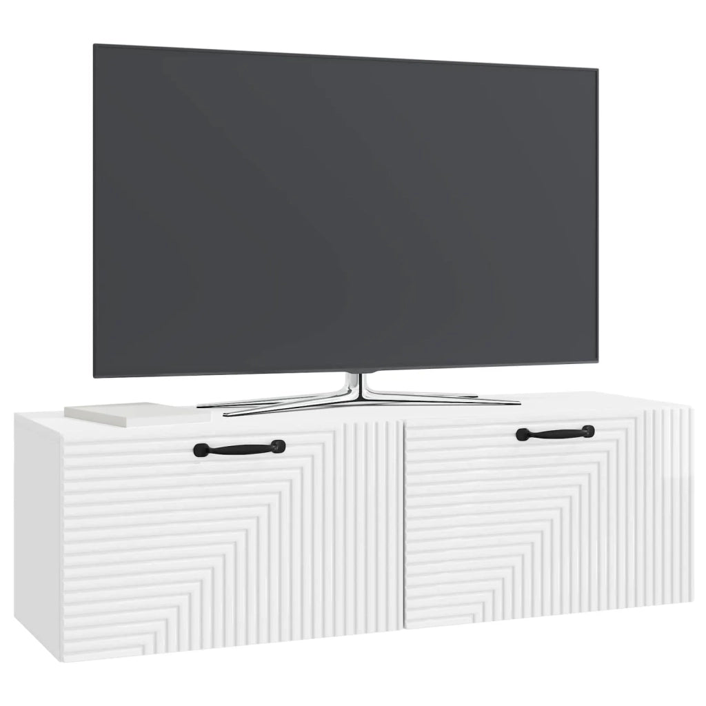 Mobile Porta TV da Muro Bianco Lucido 98 x 31 x 30 cm