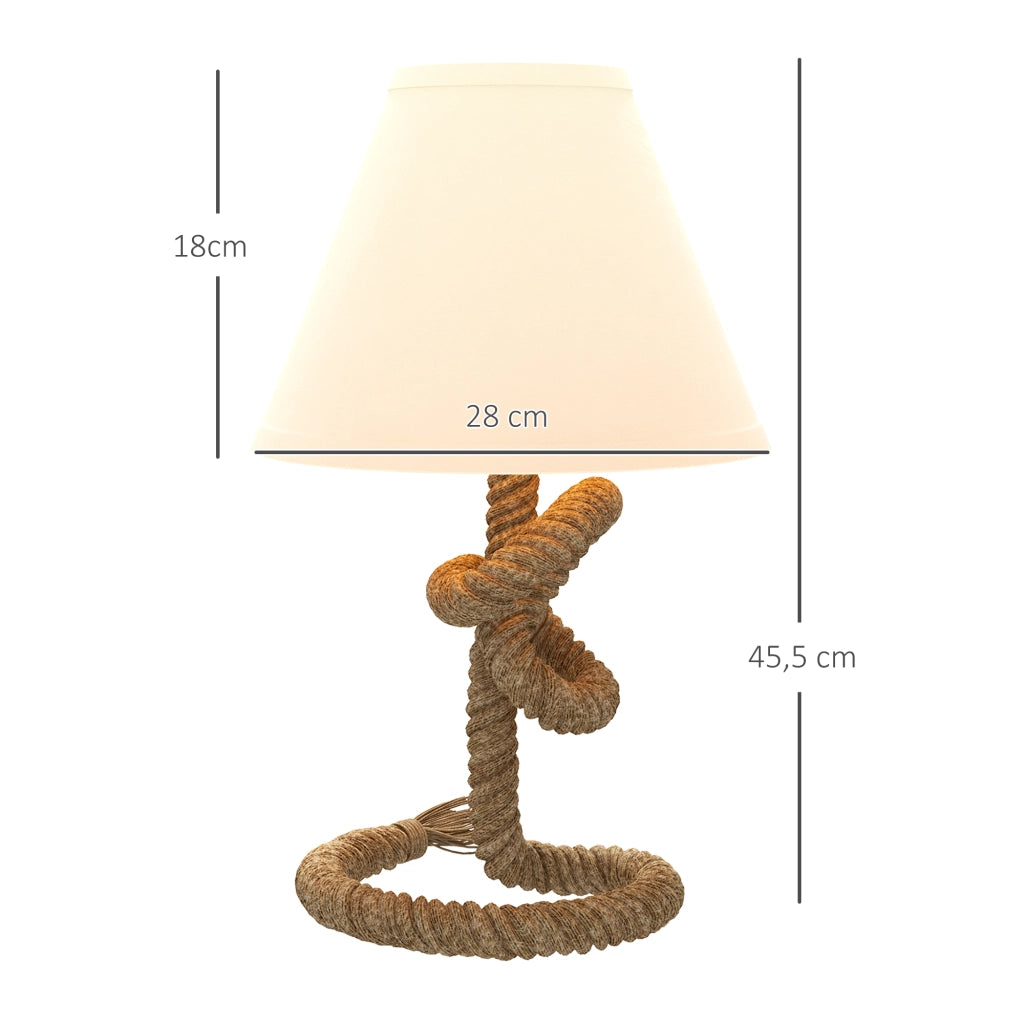 Lampada da Tavolo LED ¨C zephmum ¨C Marrone e Beige, Base Metallo, Tela Lino, ?28x45,5 cm