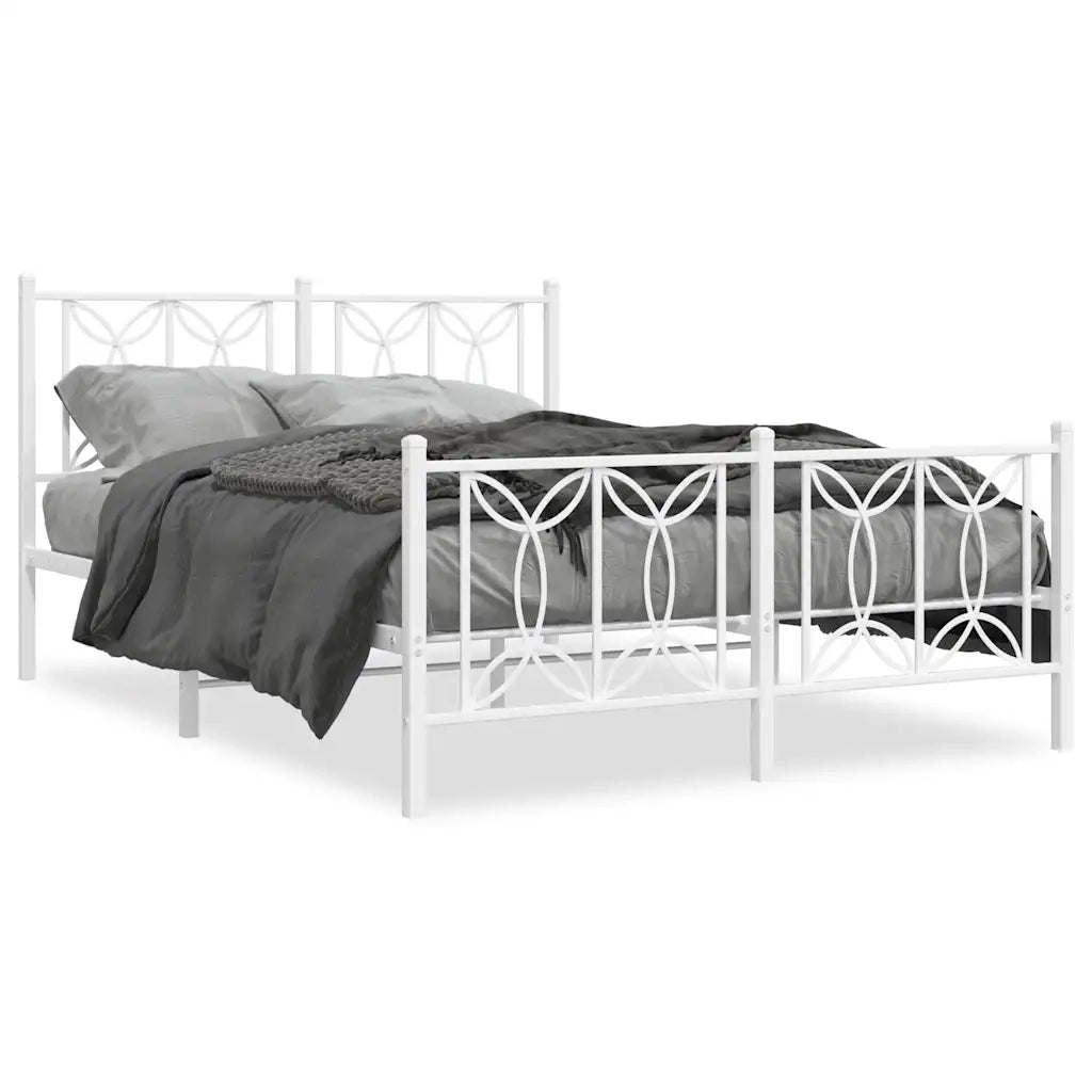 vidaXL Giroletto con Testiera e Pediera Metallo Bianco 135x190 cm