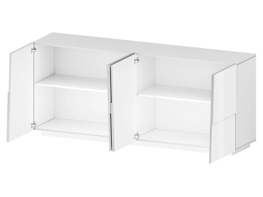 Credenza 4 Ante 200x44x86 cm Pongo 4A Bianco Lucido