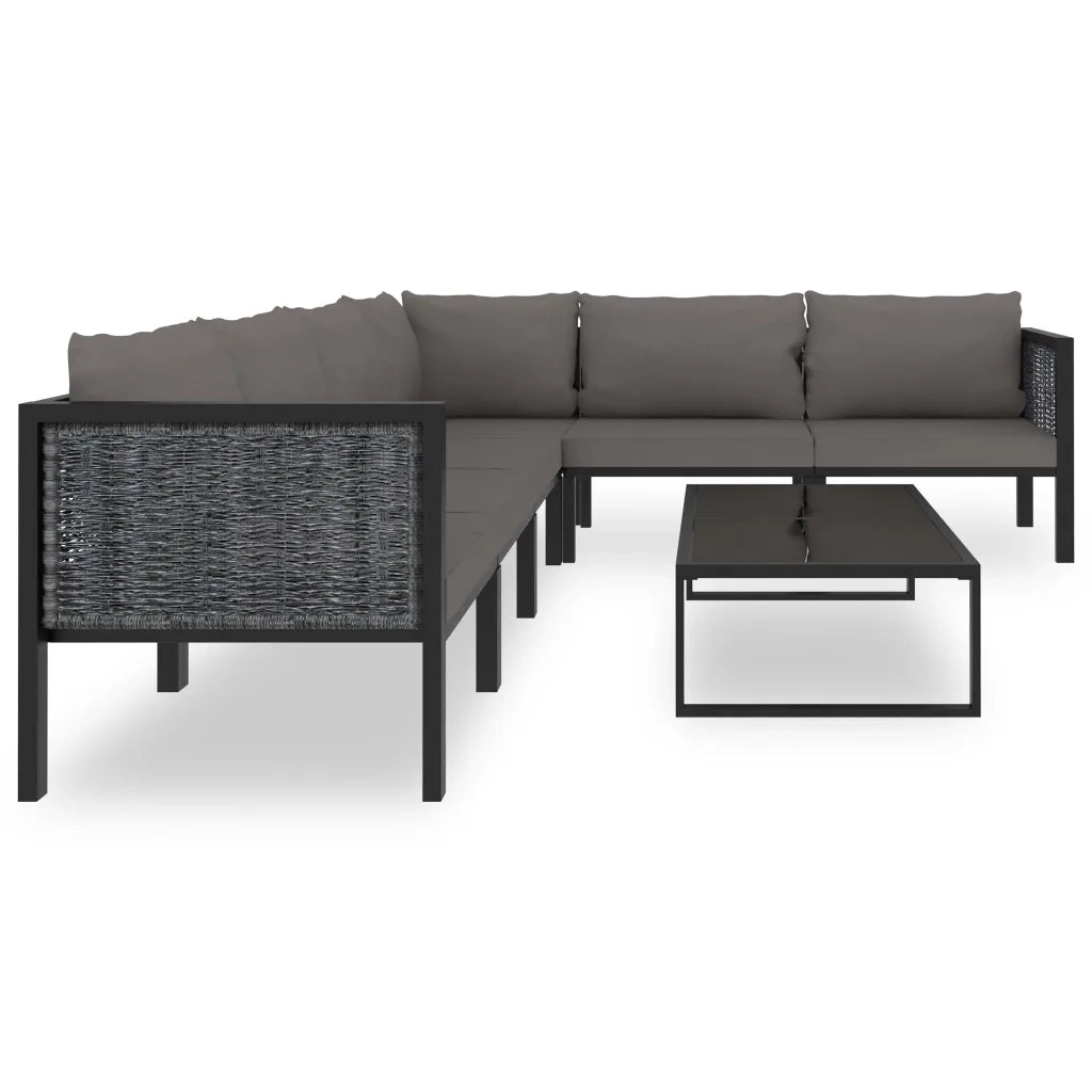 Set Divani da Giardino 7 pz con Cuscini in Polyrattan Antracite cod mxl 42880