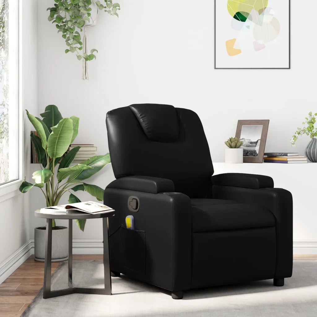 Poltrona reclinabile massaggiante in Similpelle Nera 3205979