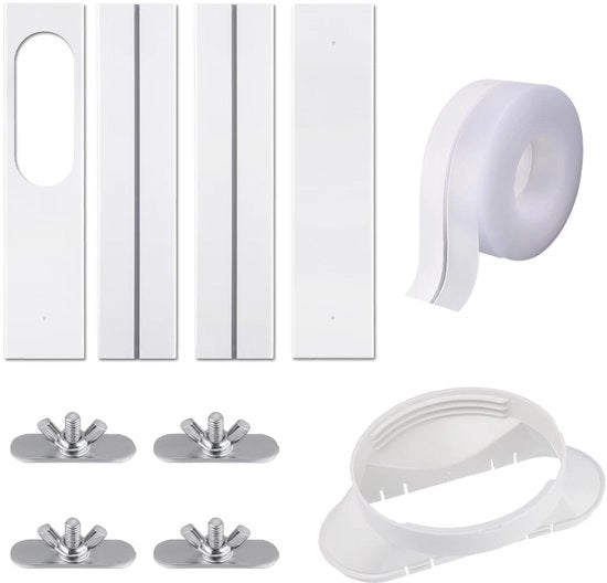 Set di condizionamento dell'aria universale - Cerniera per finestra - Sigillatura della finestra per aria condizionata mobile - PVC rinforzato - Pannello regolabile - Portatile - Bianco