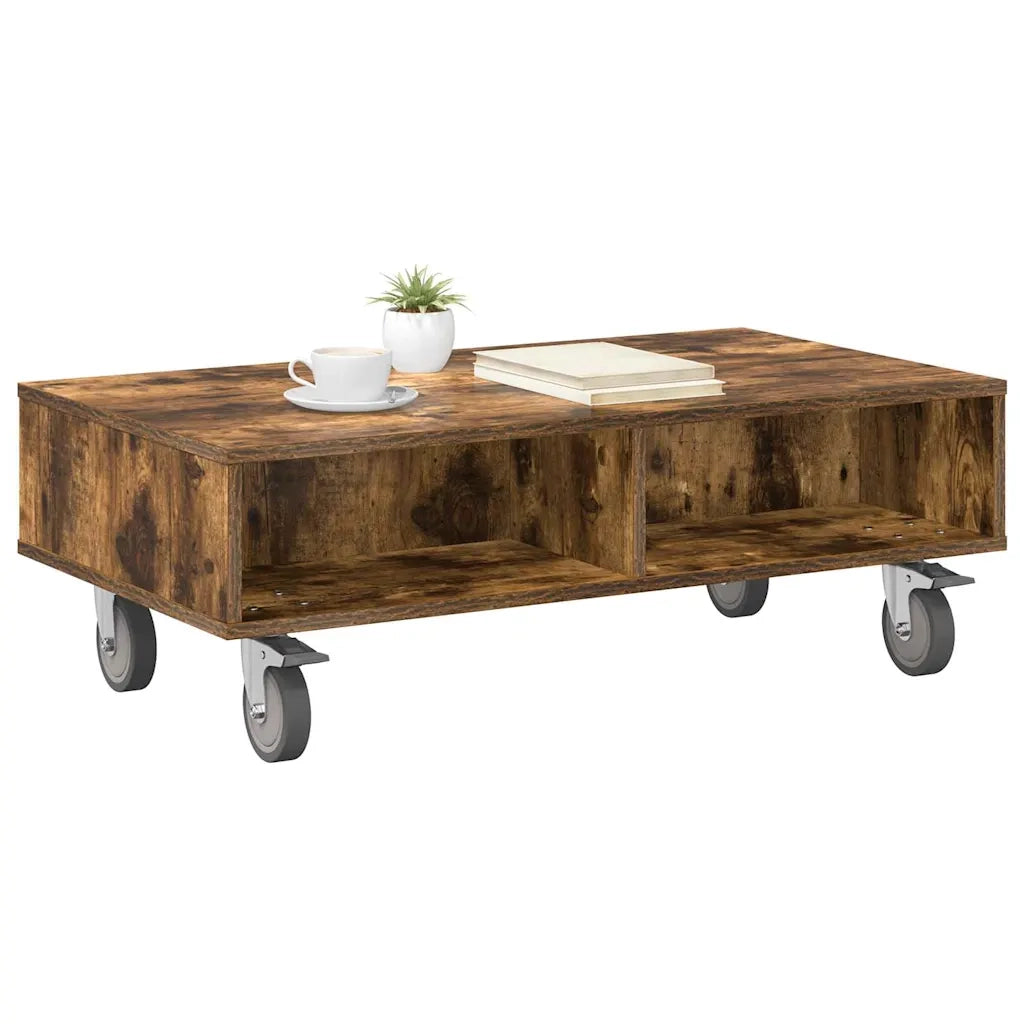 Tavolino con Ruote Rovere fumé 90 x 50 x 30 cm 891020