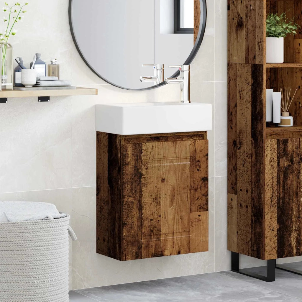 Mobile bagno con rubinetto Legno antico 45,5 x 22,5 x 84 cm 889479