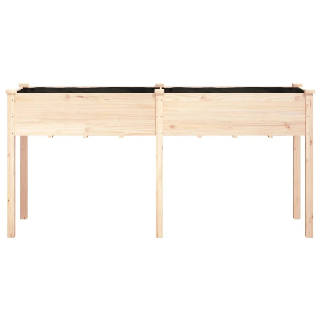 Vassoio per fioriera aiuola rialzata piante fiori terrazza giardino con rivestimento 161 x 45 x 76 cm legno massello di abete marrone 02_0038124