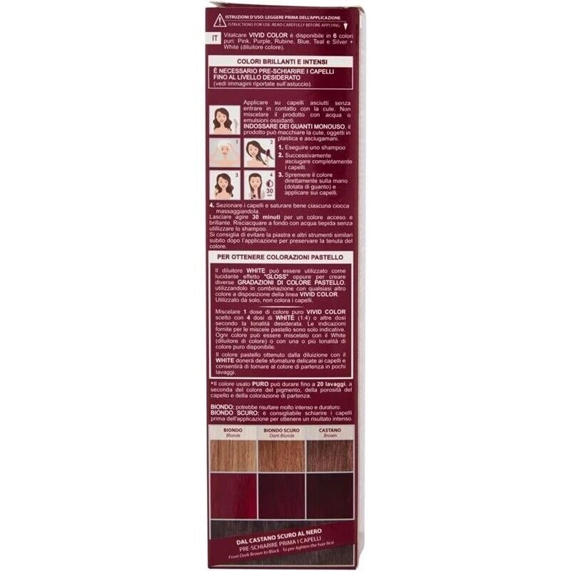 VITALCARE TINTA SEMIPERMANENTE PROFESSIONALE PER CAPELLI MORBIDI IDRATATI E LUMINOSI IN COLORE RUBINO 100 ML