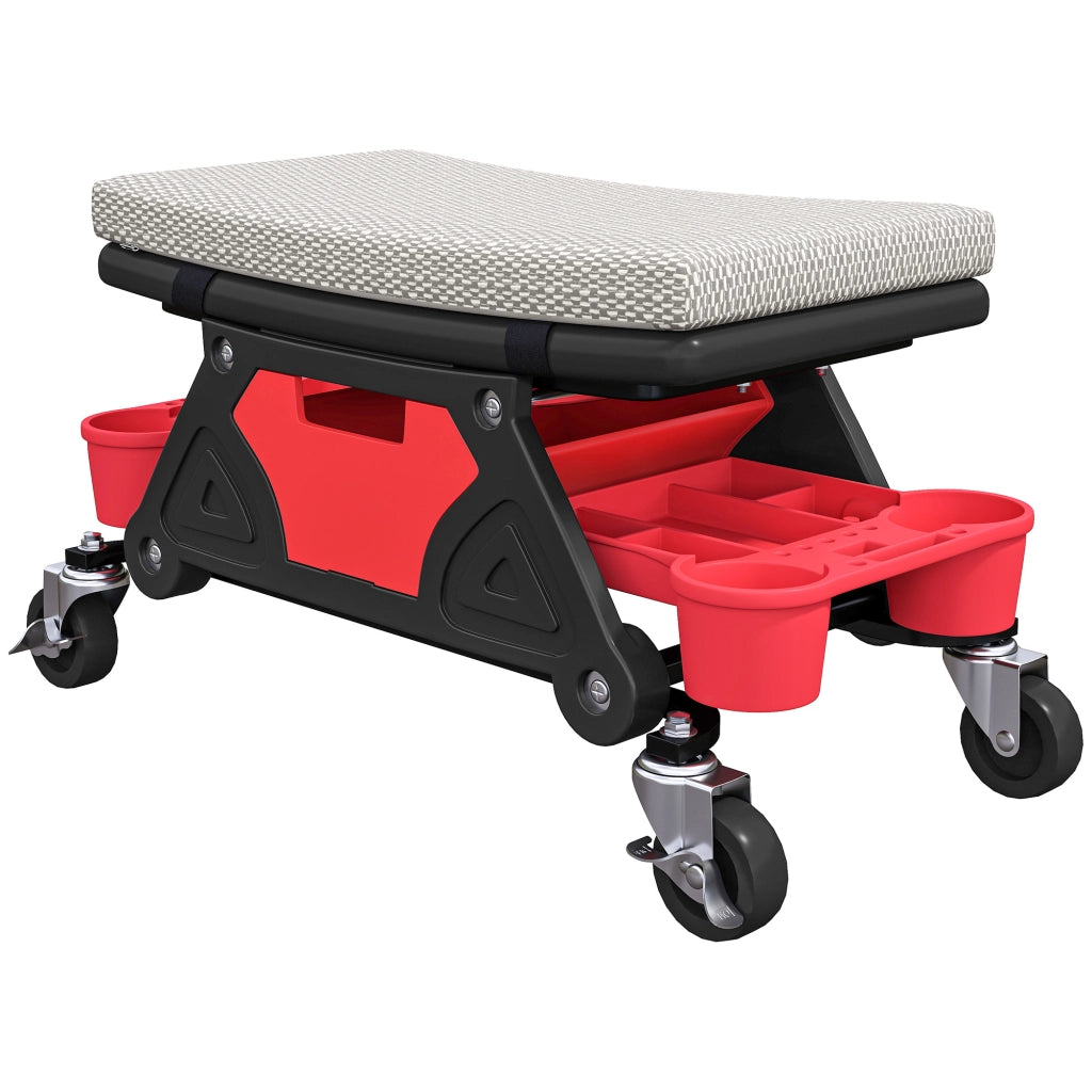 Sgabello da lavoro con ruote e ripiano ¨C zephmum ¨C Grigio 35 cm