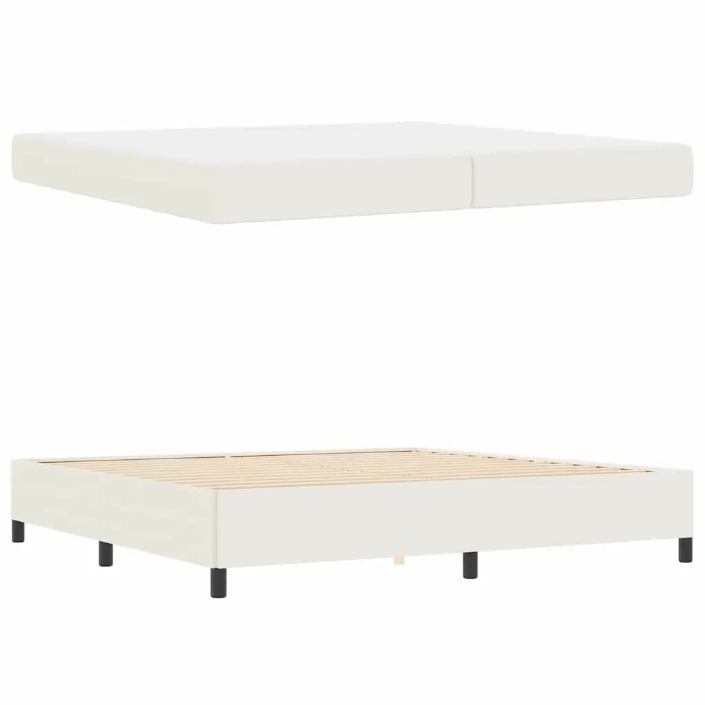 Struttura del letto con materasso Crema 200 x 200 cm Tessuto 3399142
