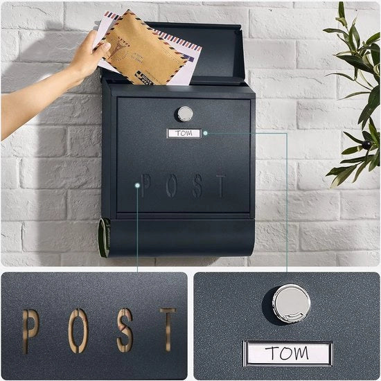 Cassetta postale con cerniera in rame - chiusura a chiave - colore antracite - GMB021G01