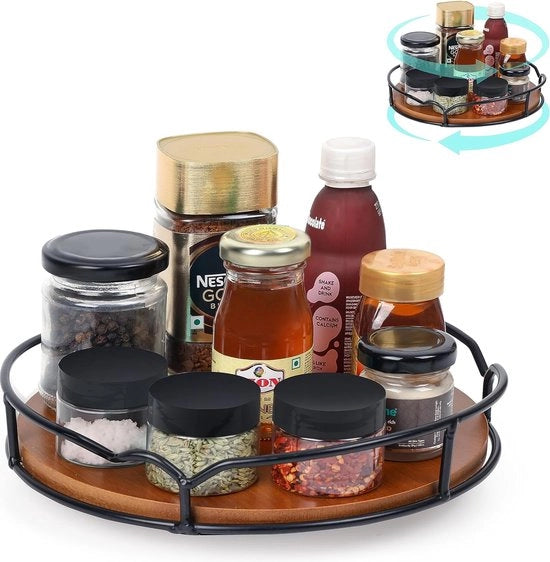 Organizzatore di supporto per tavolo da lavoro - 23 cm supporto da cucina per spezie e accessori con maniglie integrate e base antiscivolo - facile da pulire in bambù e acciaio Rondell per armadietto da cucina