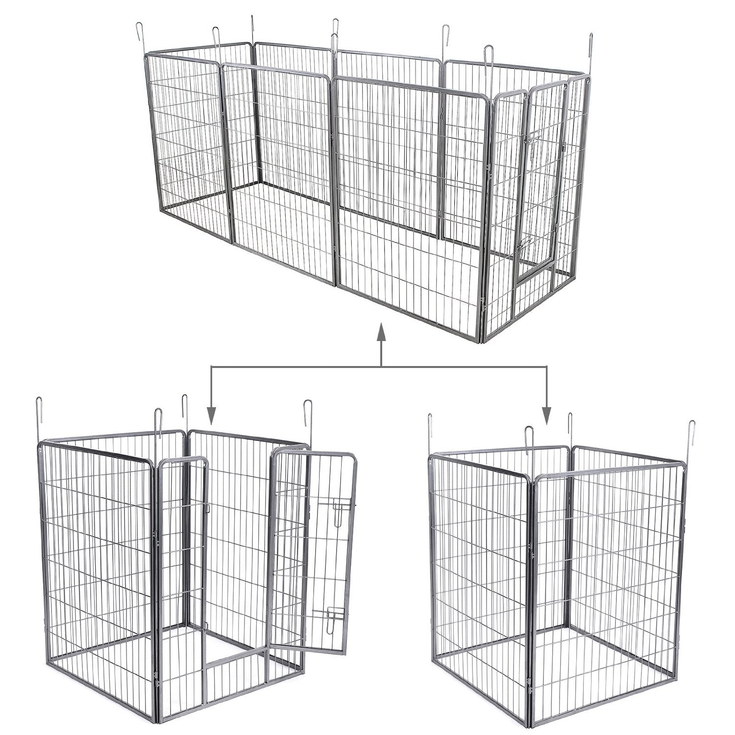 Gabbia per cani e cuccioli 163 x 163 cm Grigio 3712022