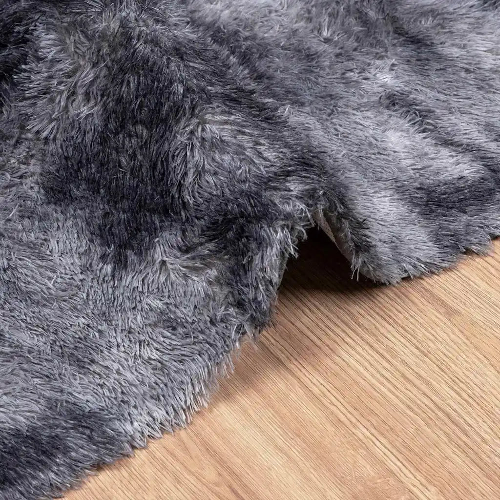 Tappeto Shaggy a Pelo Lungo NAVARRA Grigio Scuro 200x200 cm