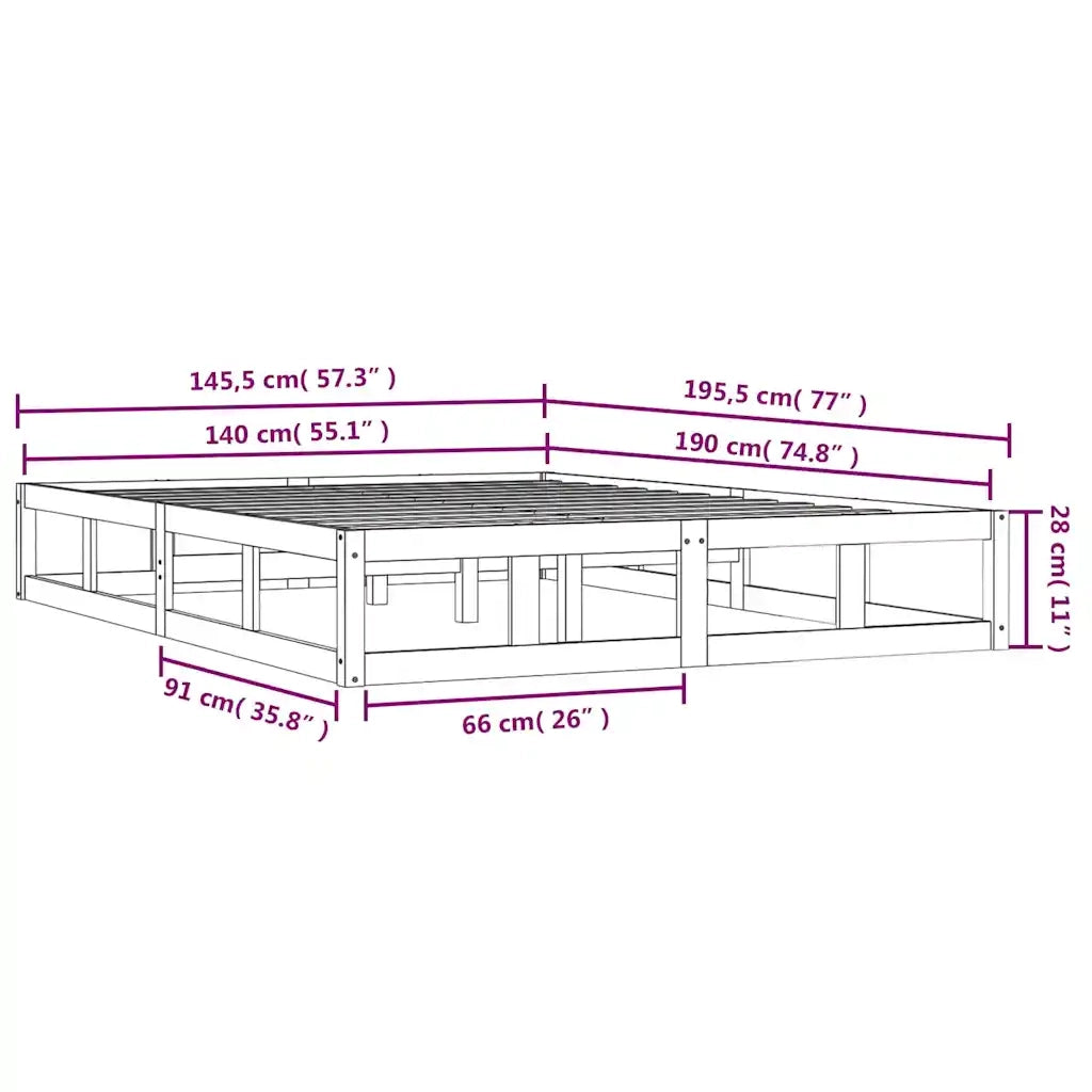 Giroletto-Struttura Letto 140x190 cm in Legno Massello