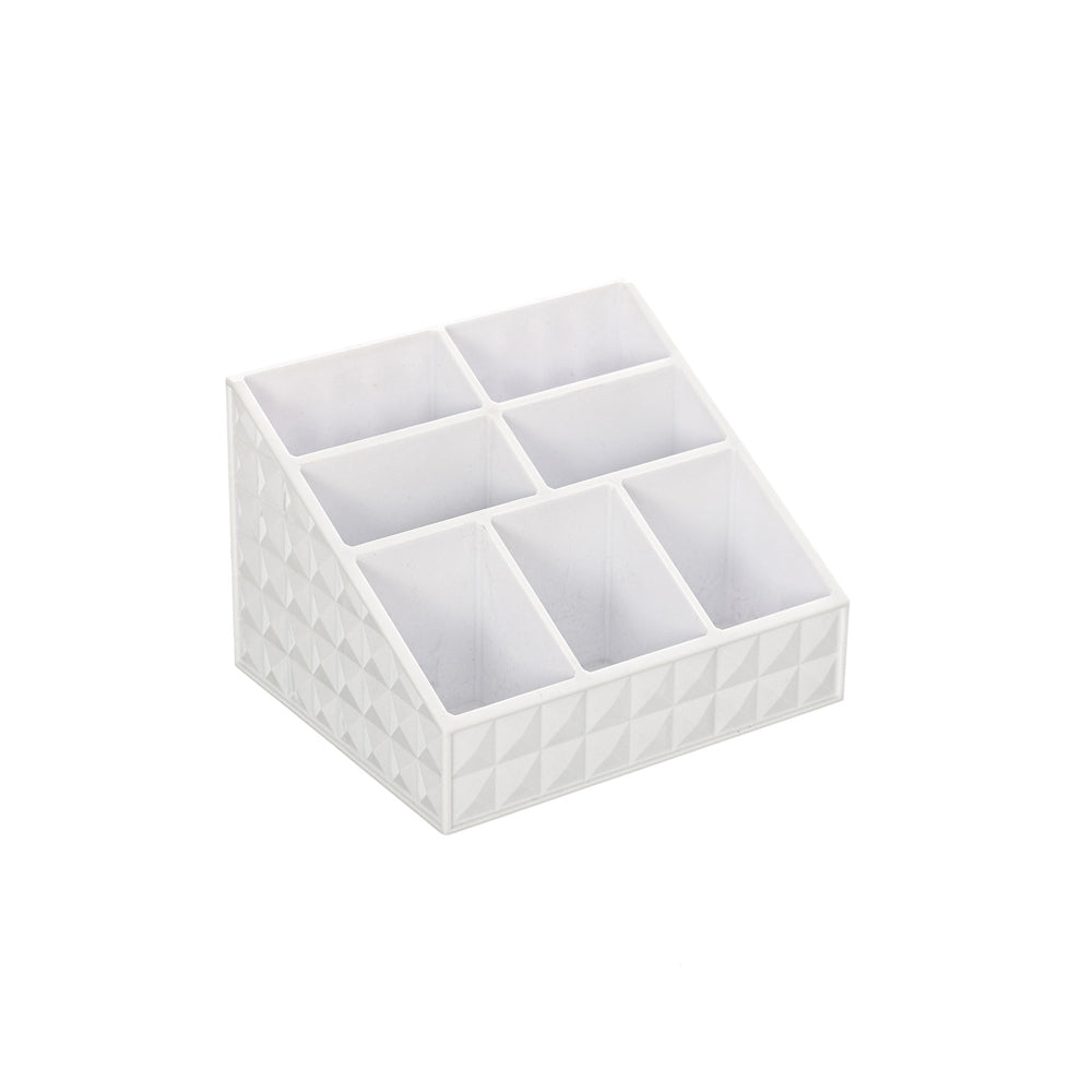ORGANIZER PORTAOGGETTI COSMETICI PLASTICA BIANCO 7 SCOMPARTI 15x12x10cm SMACK FERIDRAS 701005