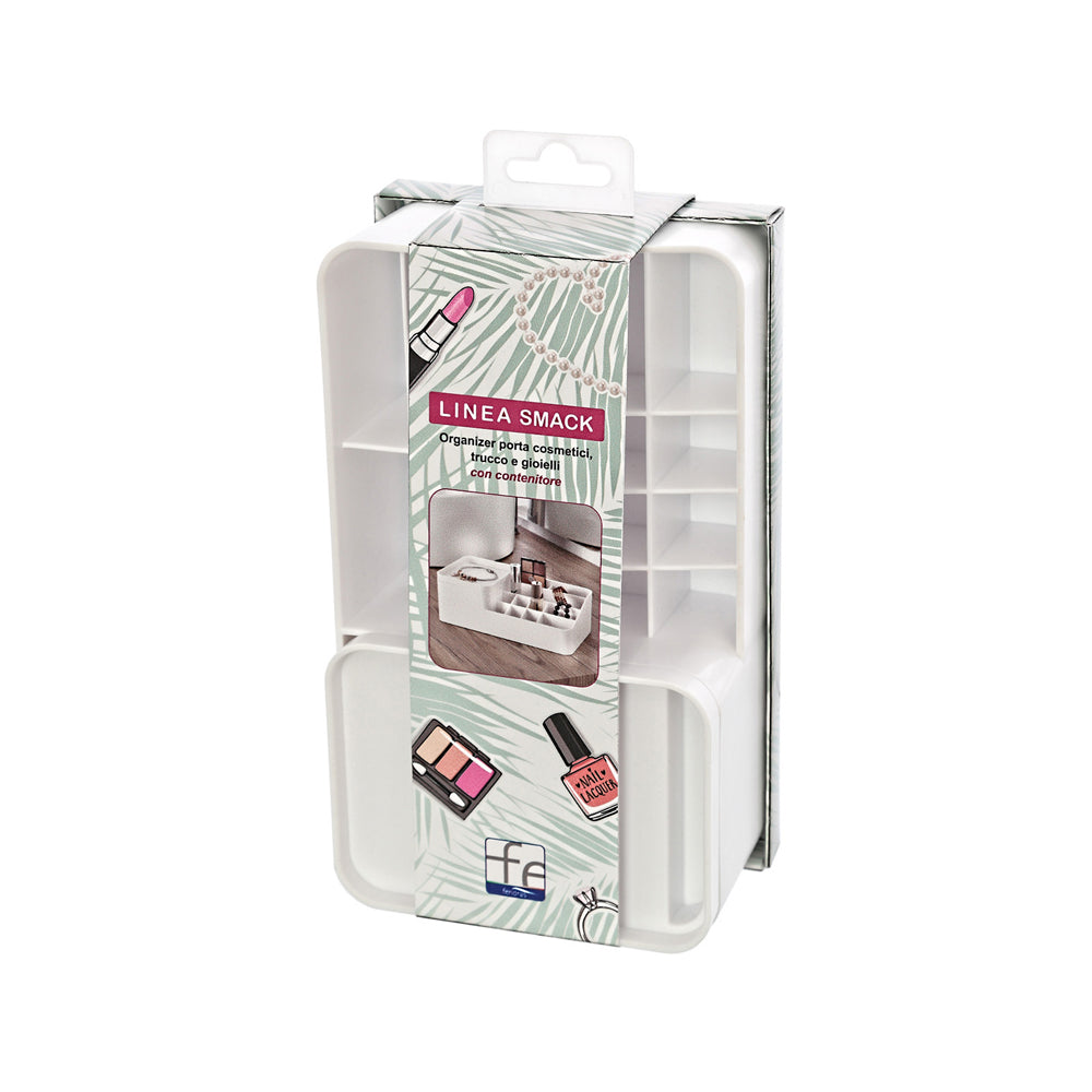 ORGANIZER PORTAOGGETTI COSMETICI PLASTICA BIANCO 12 SCOMPARTI 22,5x13x8cm SMACK FERIDRAS 701007
